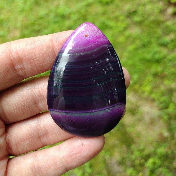 Purple Agate Teardrop Pendant Gemstone - Picture 1 of 2
